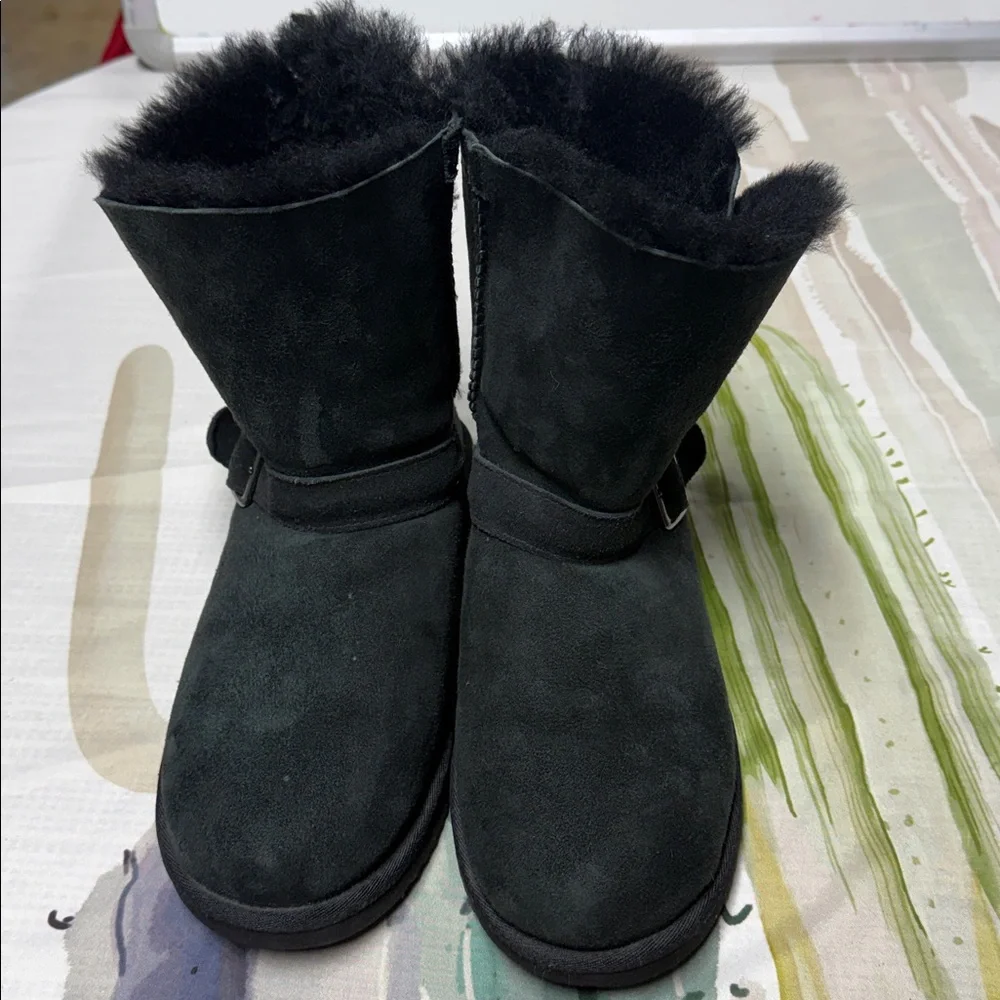 Black Suede Boots with Buckle Detail size 8